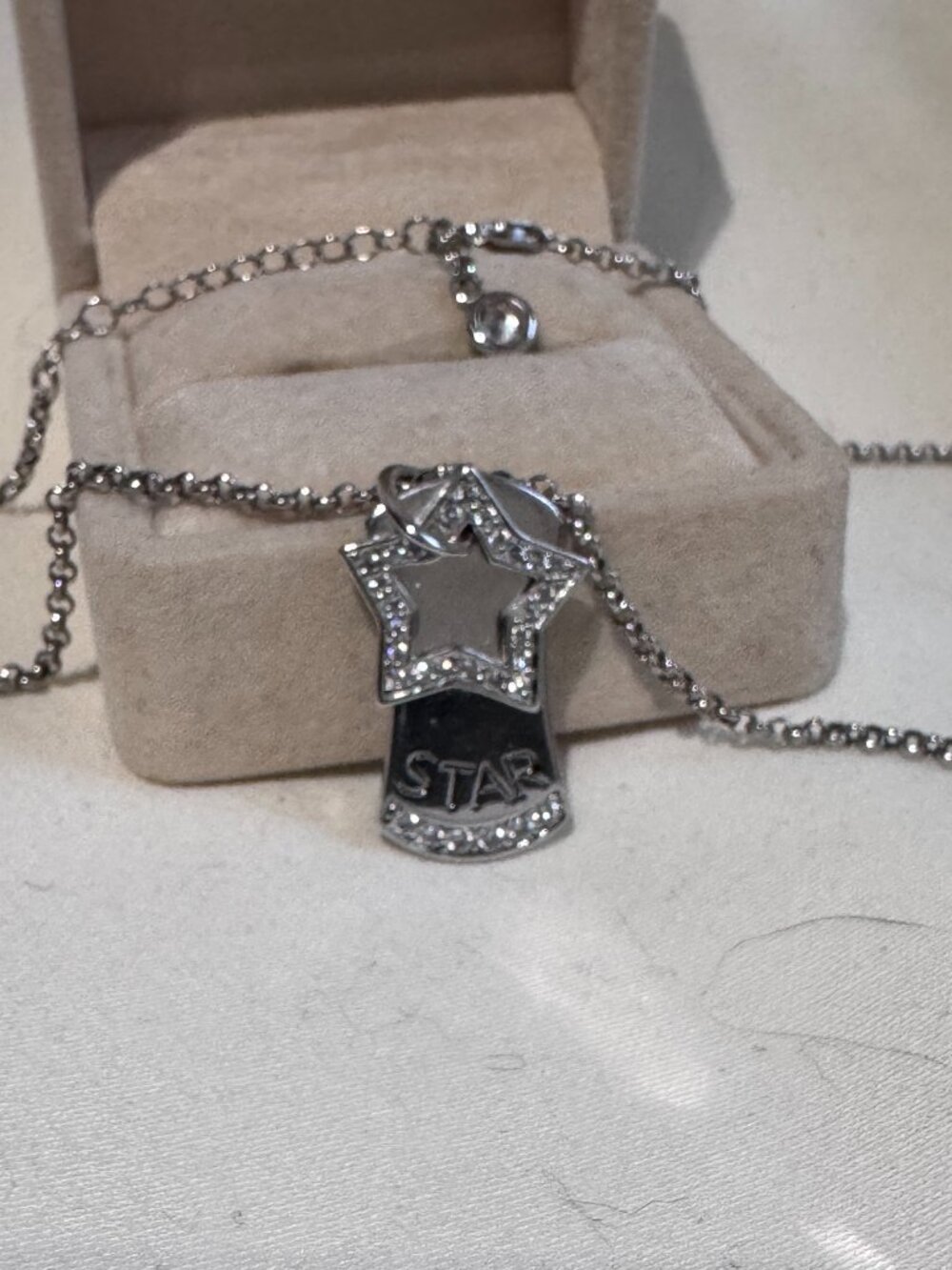 ⭐ 925 Sterling Silver Star Charm Necklace | Celestial Crystal Pendant ✨